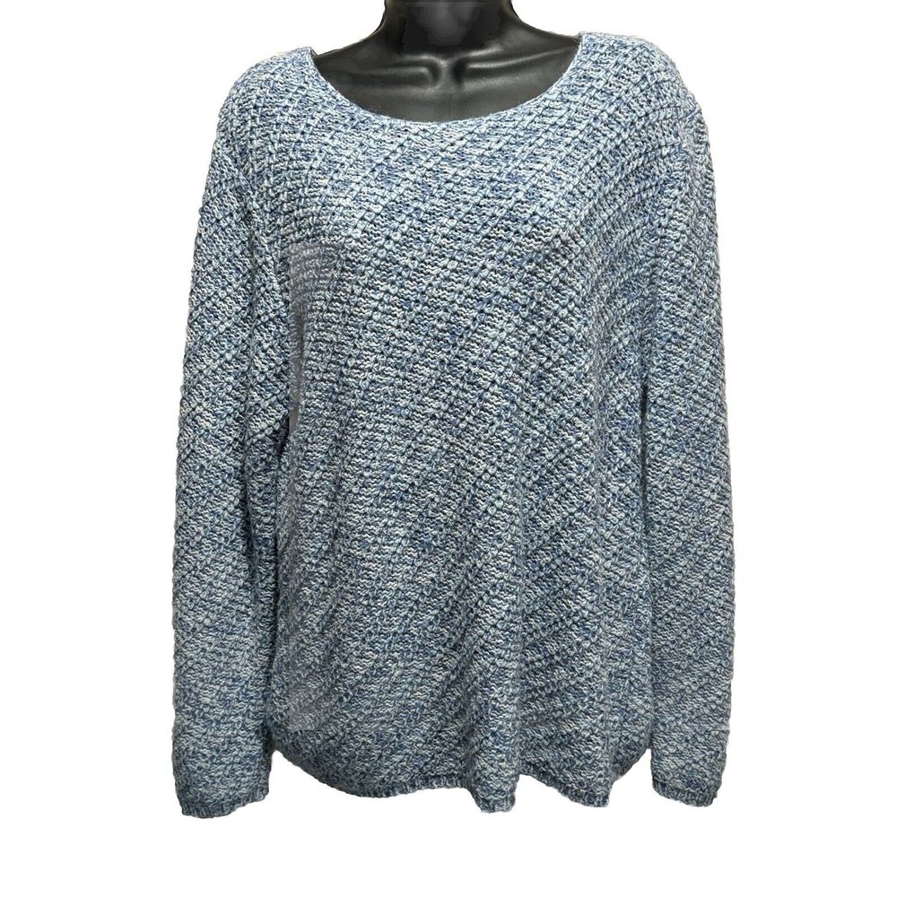 Fashion Bug Sweater Long Sleeve Size Xl Chunky Knit Blue/White Boat Neck